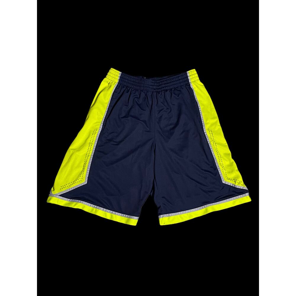 Nike Men's Navy Blue/Lime Green Performance Athletic Basketball Shorts Size M